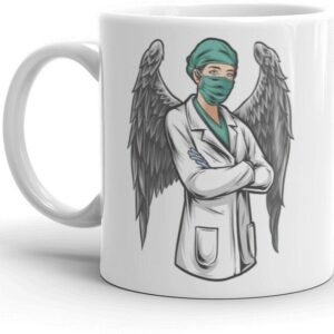 Mr UVD DOCTOR angel nurse with wings cute white ceramic coffee mug 11oz (325ml) Ceramic Coffee Mug