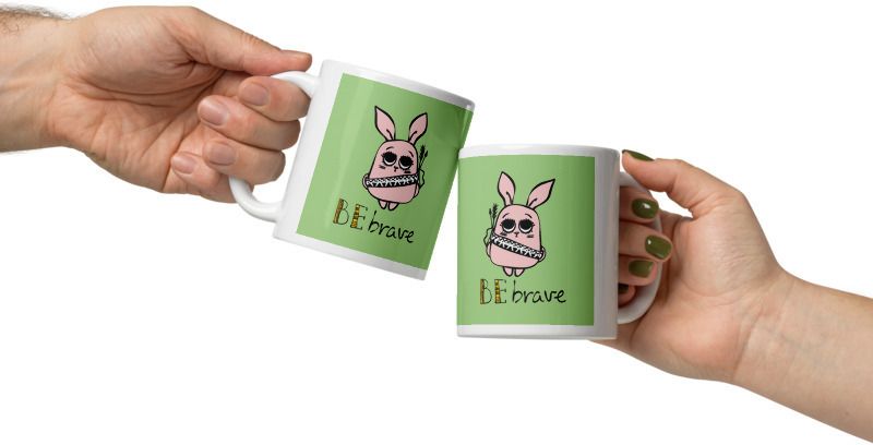 Mr UVD Be Brave With Rabbit Ceramic Coffee Mug - Image 4