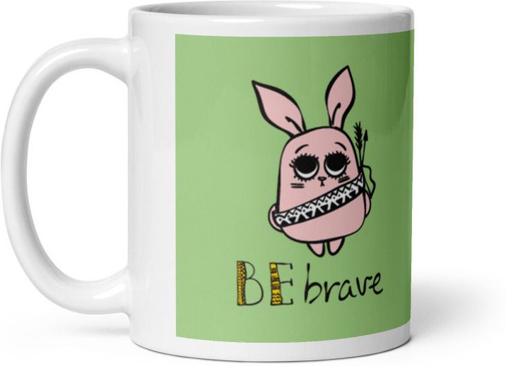 Mr UVD Be Brave With Rabbit Ceramic Coffee Mug