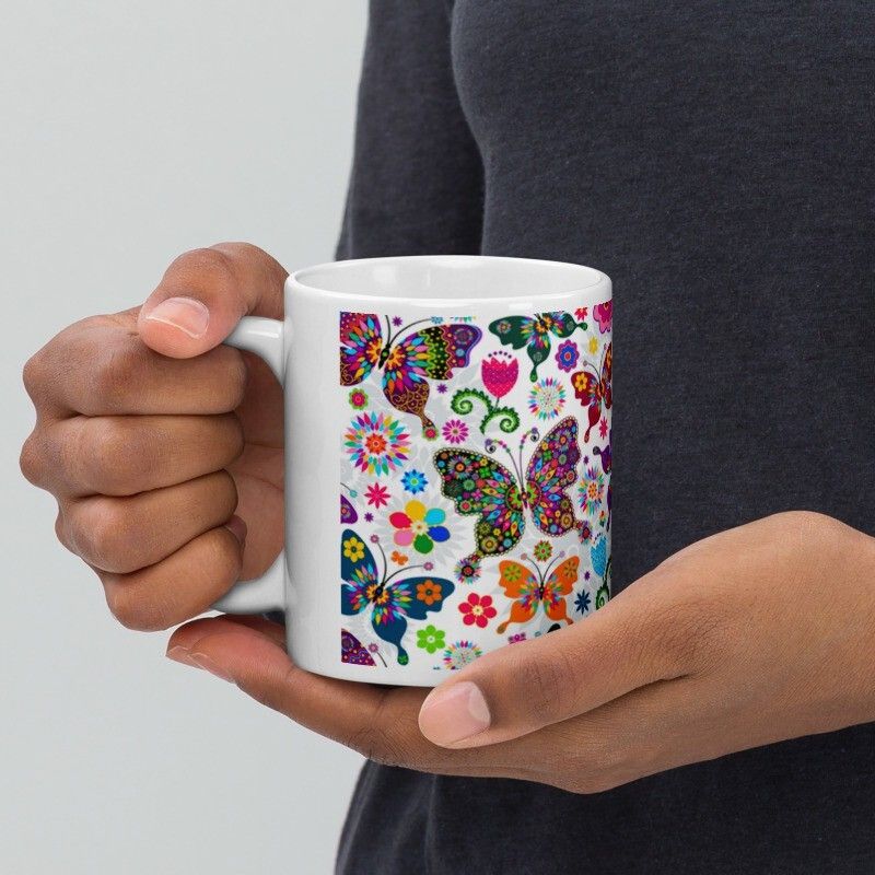 Mr UVD Beautiful Butterfly with different Colours 800 Gift Item for Friends Ceramic Coffee Mug - Image 3