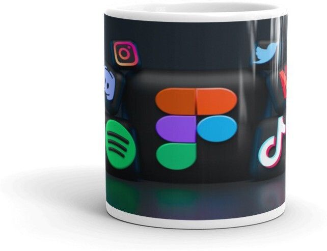 Mr UVD Beautifull Social Apps Printed Tea and Coffee Premium Quality Ceramic Coffee Mug - Image 3