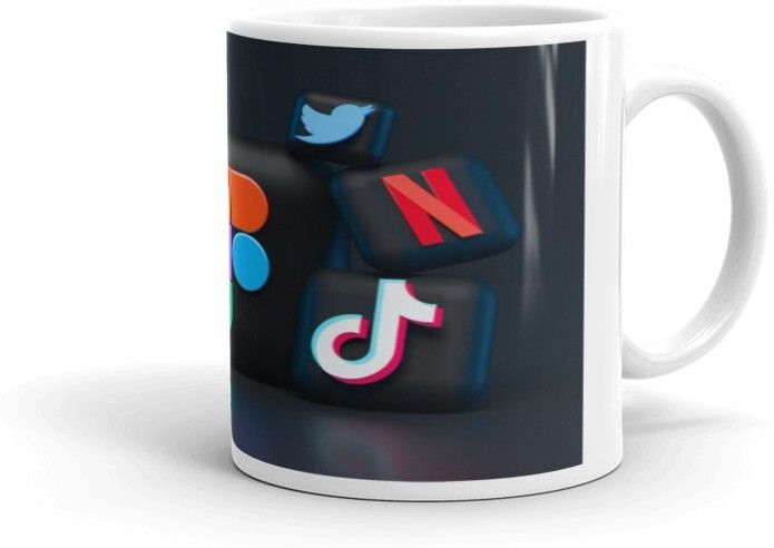 Mr UVD Beautifull Social Apps Printed Tea and Coffee Premium Quality Ceramic Coffee Mug - Image 2