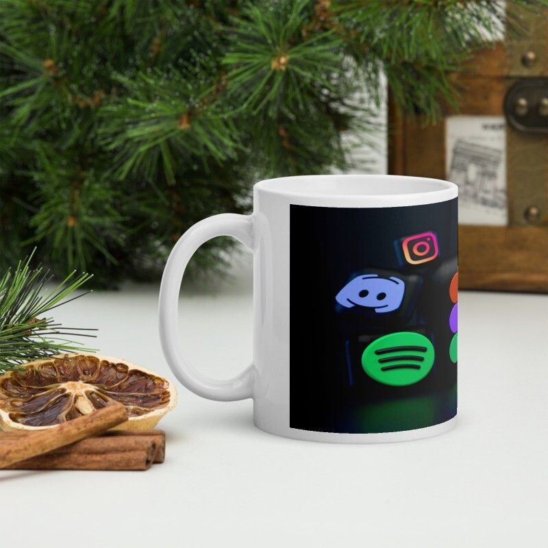 Mr UVD Beautifull Social Apps Printed Tea and Coffee Premium Quality Ceramic Coffee Mug - Image 4