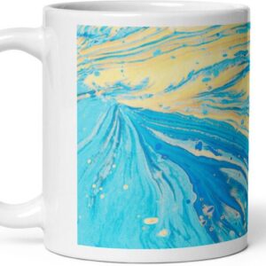 Mr UVD Blue and Yellow Abstract Pattern Ceramic Coffee Mug