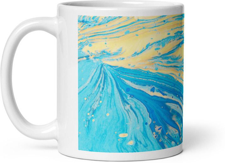 Mr UVD Blue and Yellow Abstract Pattern Ceramic Coffee Mug