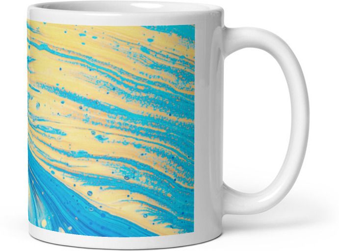 Mr UVD Blue and Yellow Abstract Pattern Ceramic Coffee Mug - Image 3