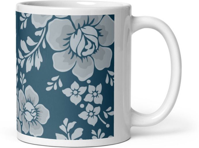 Mr UVD Bluesh background Floweral Ceramic Coffee Mug - Image 3