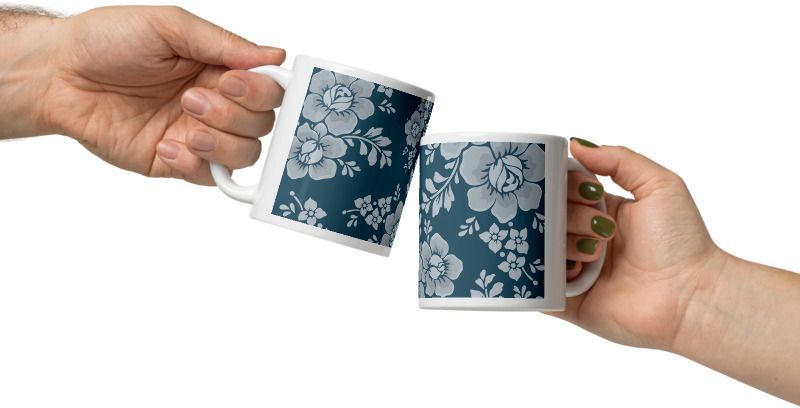 Mr UVD Bluesh background Floweral Ceramic Coffee Mug - Image 4