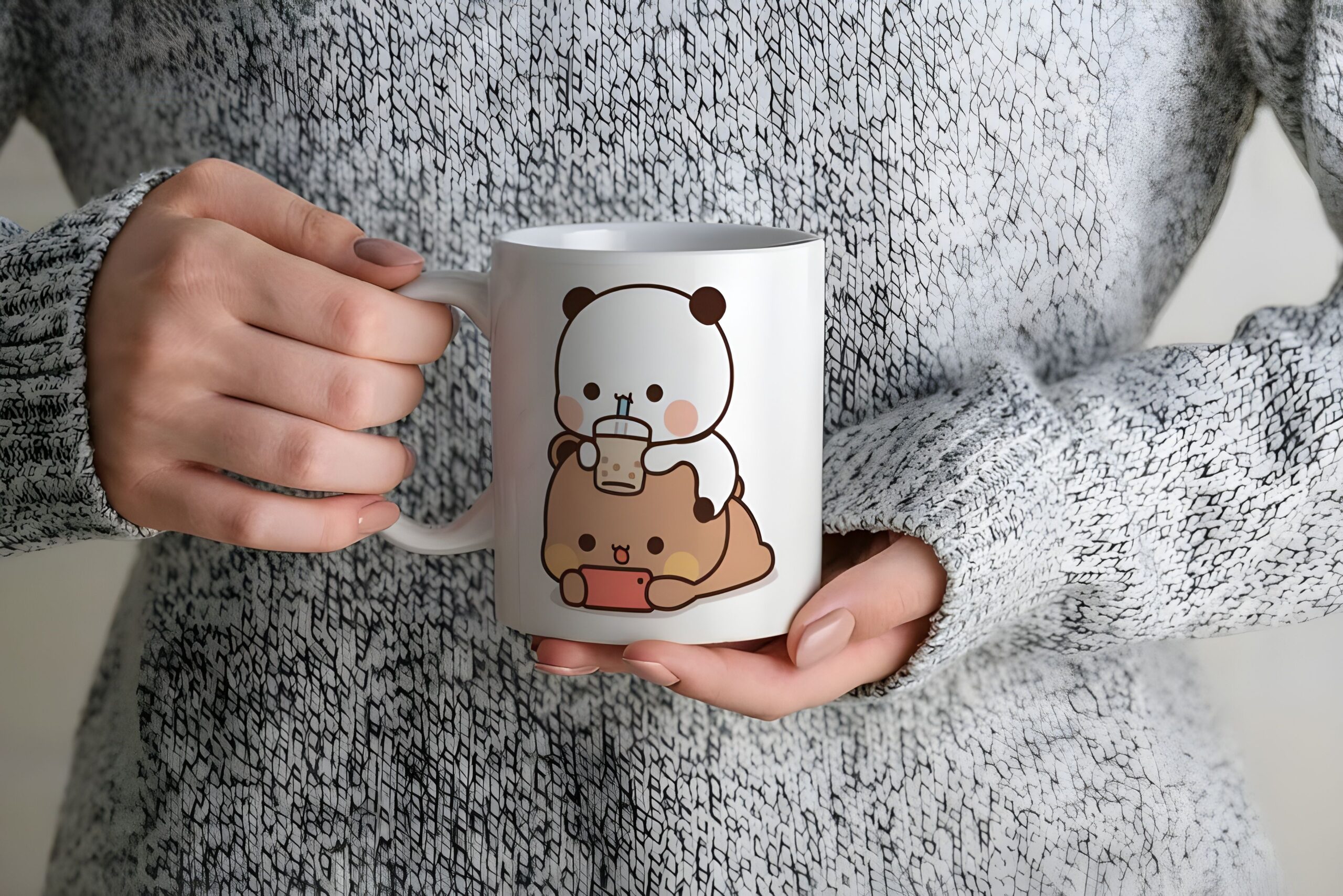 Mr UVD Bubu Dudu Drinking Printed Cup Ceramic Coffee Mug - Image 2