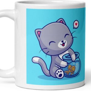 Mr UVD Cat Playing With Fish Ceramic Coffee Mug