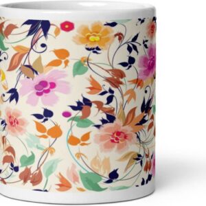 Mr UVD Colourful Flower Prints 1025 Best Gift Item for Art Lovers Friends Ceramic Coffee Mug