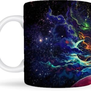 Mr UVD Cosmic Printed Space Theme Coffee Ceramic Cup for Girls Boys Brother Ceramic Coffee Mug