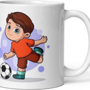 Mr UVD Cute Boy Playing Football 868 Gift Item for Sports Lovers Friends Boys Ceramic Coffee Mug