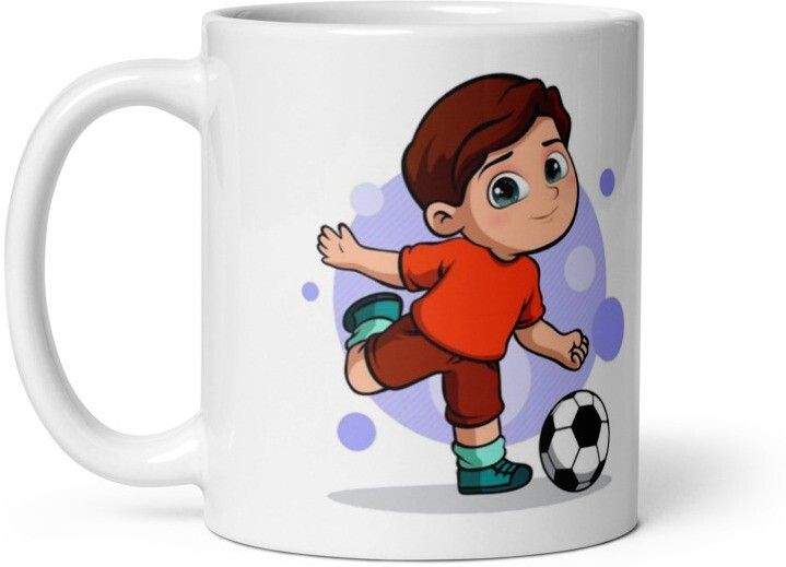 Mr UVD Cute Boy Playing Football 868 Gift Item for Sports Lovers Friends Boys Ceramic Coffee Mug - Image 2