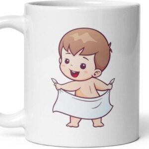 Mr UVD Cute Cartoon Baby With Towel 837 Gift Item for New Born Baby Kids Ceramic Coffee Mug