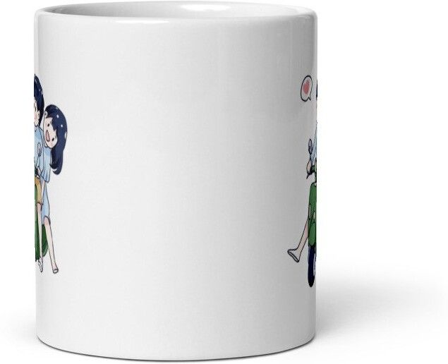 Mr UVD Cute Nibba Nibbi Coffee Mug Taking a ride on Scooty 807 Gift Item for Girlfriend Ceramic Coffee Mug - Image 3