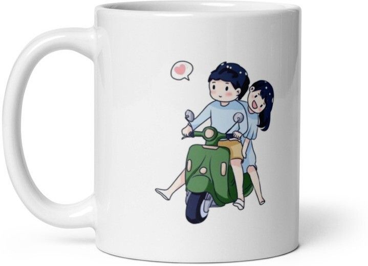 Mr UVD Cute Nibba Nibbi Coffee Mug Taking a ride on Scooty 807 Gift Item for Girlfriend Ceramic Coffee Mug - Image 2