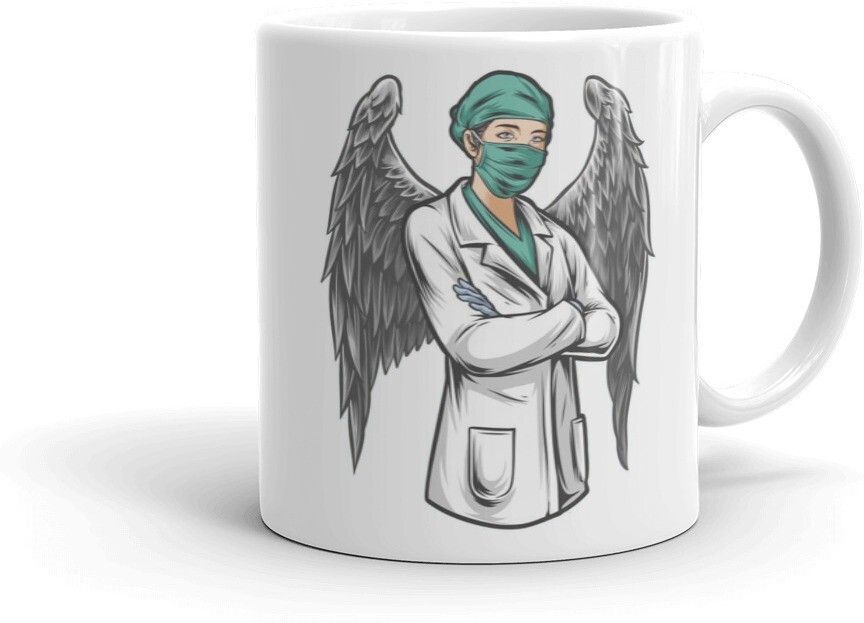 Mr UVD DOCTOR angel nurse with wings cute white ceramic coffee mug 11oz (325ml) Ceramic Coffee Mug - Image 3