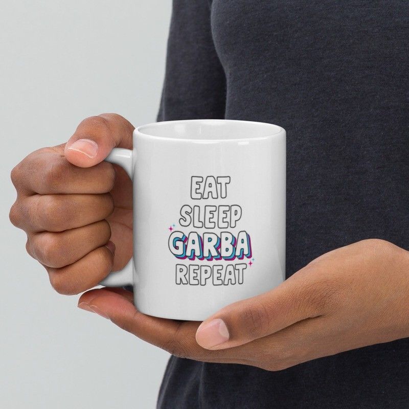 Mr UVD Eat Sleep Garba Repeat 367 for Navratri Friends Kids Girls Ceramic Coffee Mug