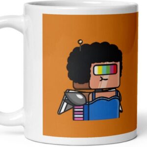 Mr UVD Girl Robot With Curly Hair Ceramic Coffee Mug