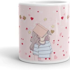 Mr UVD Girl With Books and Confusions Printed Premium Quality Ceramic Coffee Mug