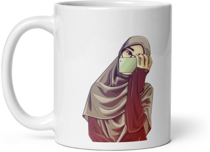 Mr UVD Hijab Girl Taking Selfie Coffee Mug 818 Best Gift Item for Muslim Girls Friends Ceramic Coffee Mug - Image 2