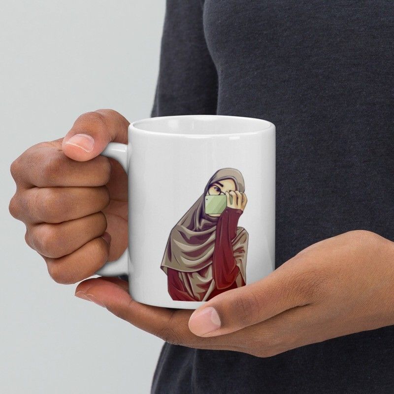 Mr UVD Hijab Girl Taking Selfie Coffee Mug 818 Best Gift Item for Muslim Girls Friends Ceramic Coffee Mug
