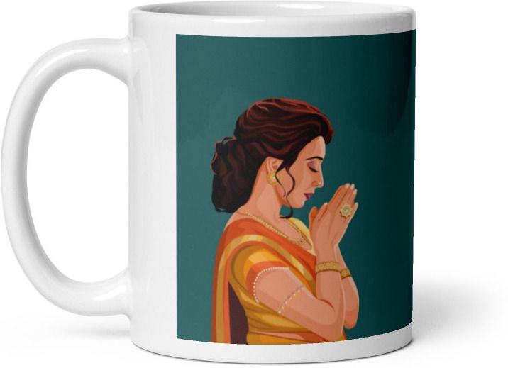 Mr UVD Indian Girl Doing Namastey Ceramic Coffee Mug