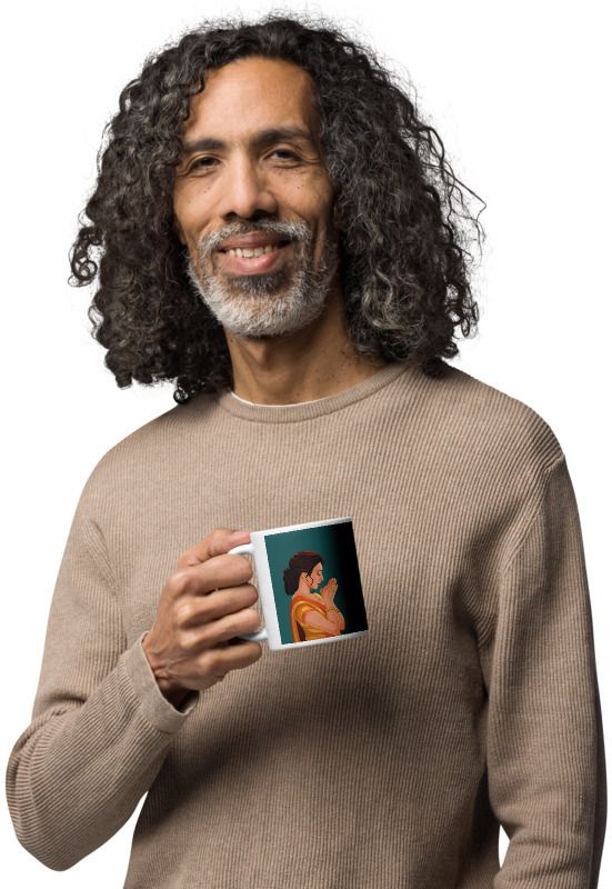 Mr UVD Indian Girl Doing Namastey Ceramic Coffee Mug - Image 5