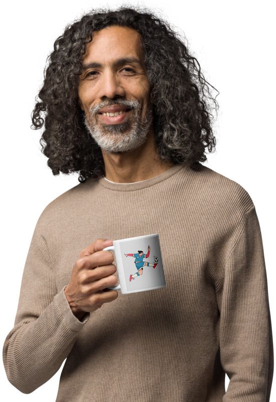 Mr UVD Karate Kid Playing Football Ceramic Coffee Mug - Image 5