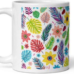 Mr UVD Leaves And Flowers Pattern Gift Item Ceramic Coffee Mug
