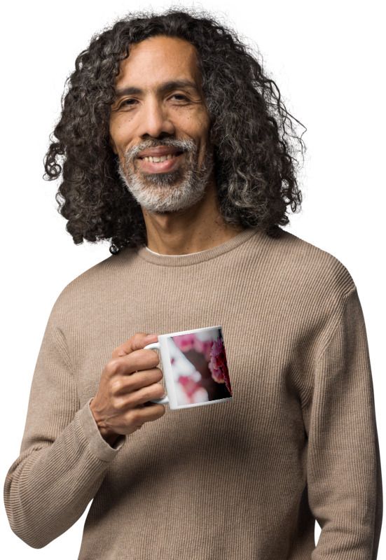 Mr UVD Pink Flower Ceramic Coffee Mug - Image 5