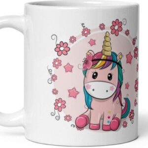 Mr UVD Pink Unicorn Sitting on ground 996 Gift Item for Friends Kids Boys Ceramic Coffee Mug