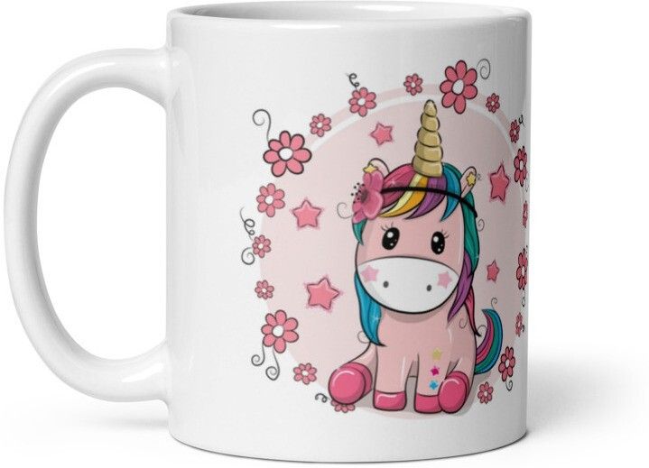 Mr UVD Pink Unicorn Sitting on ground 996 Gift Item for Friends Kids Boys Ceramic Coffee Mug