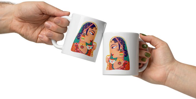 Mr UVD Rajasthani Rajpoot Girl Ceramic Coffee Mug - Image 4