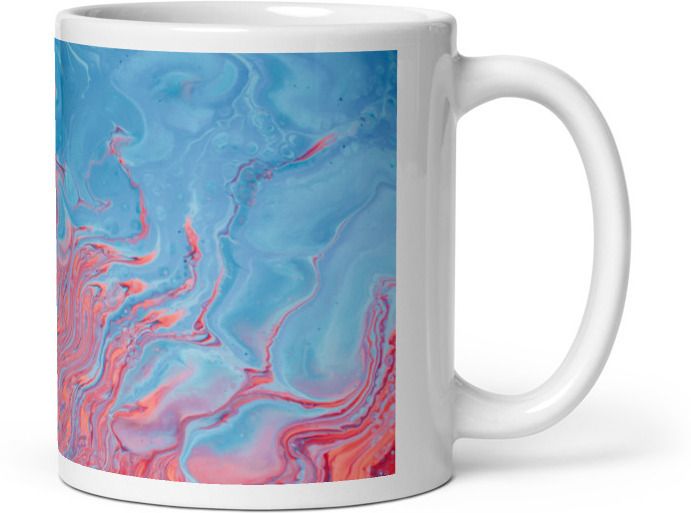 Mr UVD Red and Blue Water Illustration Ceramic Coffee Mug - Image 3
