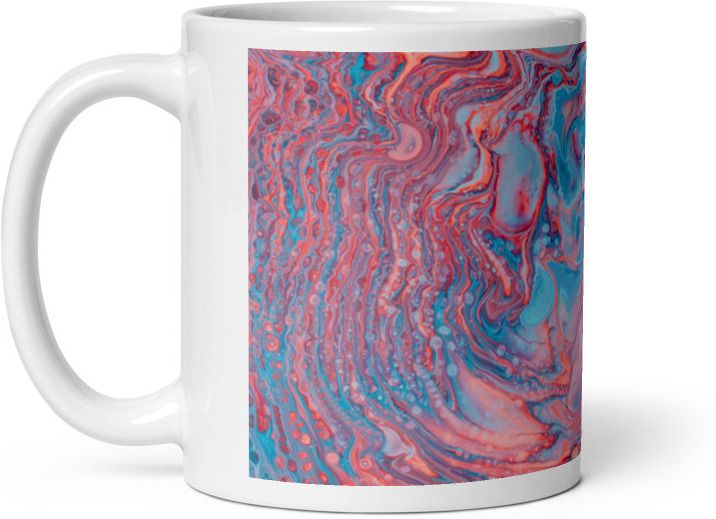 Mr UVD Red and Blue Water Illustration Ceramic Coffee Mug