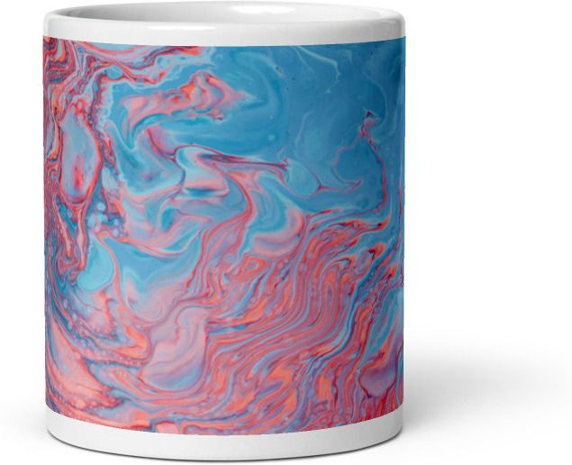 Mr UVD Red and Blue Water Illustration Ceramic Coffee Mug - Image 2