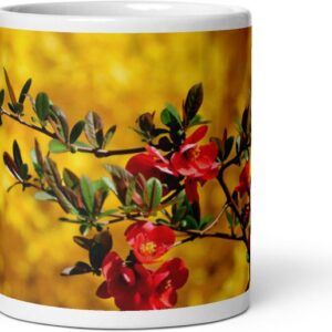 Mr UVD Red flower Ceramic Coffee Mug