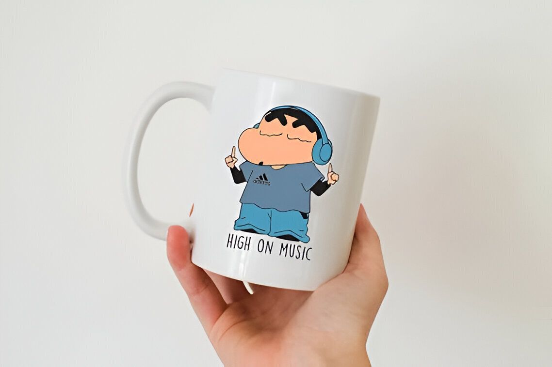 Mr UVD Shinchan High on Music Double Sided Printed Design Ceramic mug For Gifts Ceramic Coffee Mug - Image 3